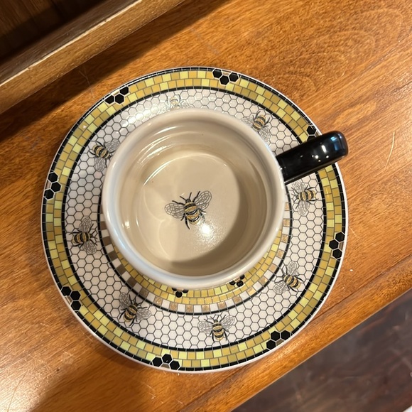 Anthropologie Bistro Garden Tile Espresso Cup and Saucer Bee NWOT 12 available! - Picture 4 of 5